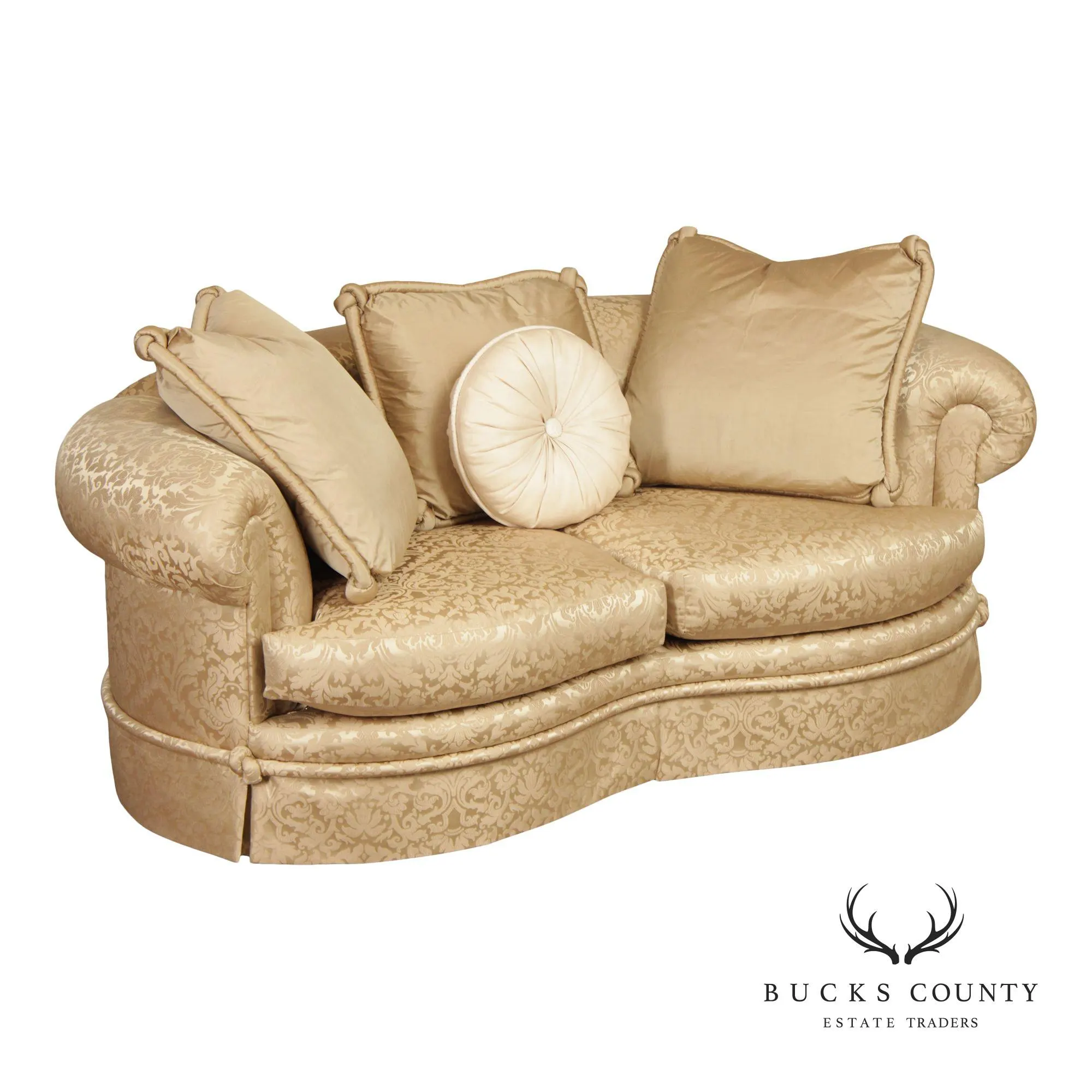 Quality Damask Upholstered Loveseat