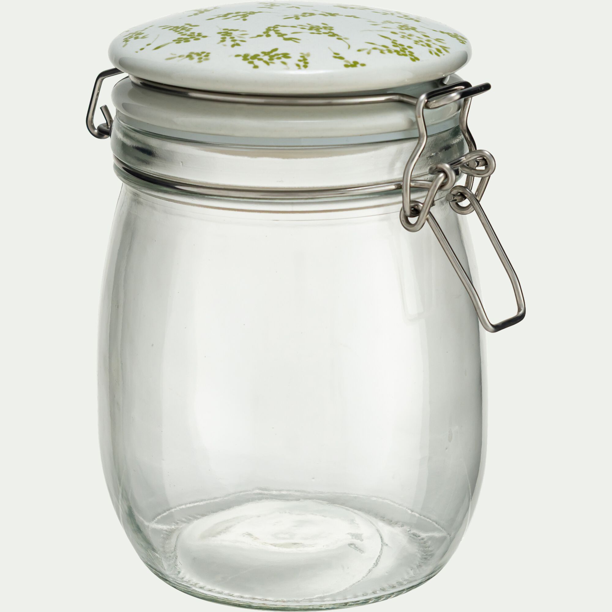 BAIA - Bocal en verre avec couvercle en céramique 75cl - transparent