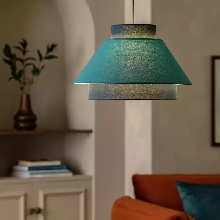 Habitat Teal Stacked 3 Tier Easy Fit Lampshade - 40cm