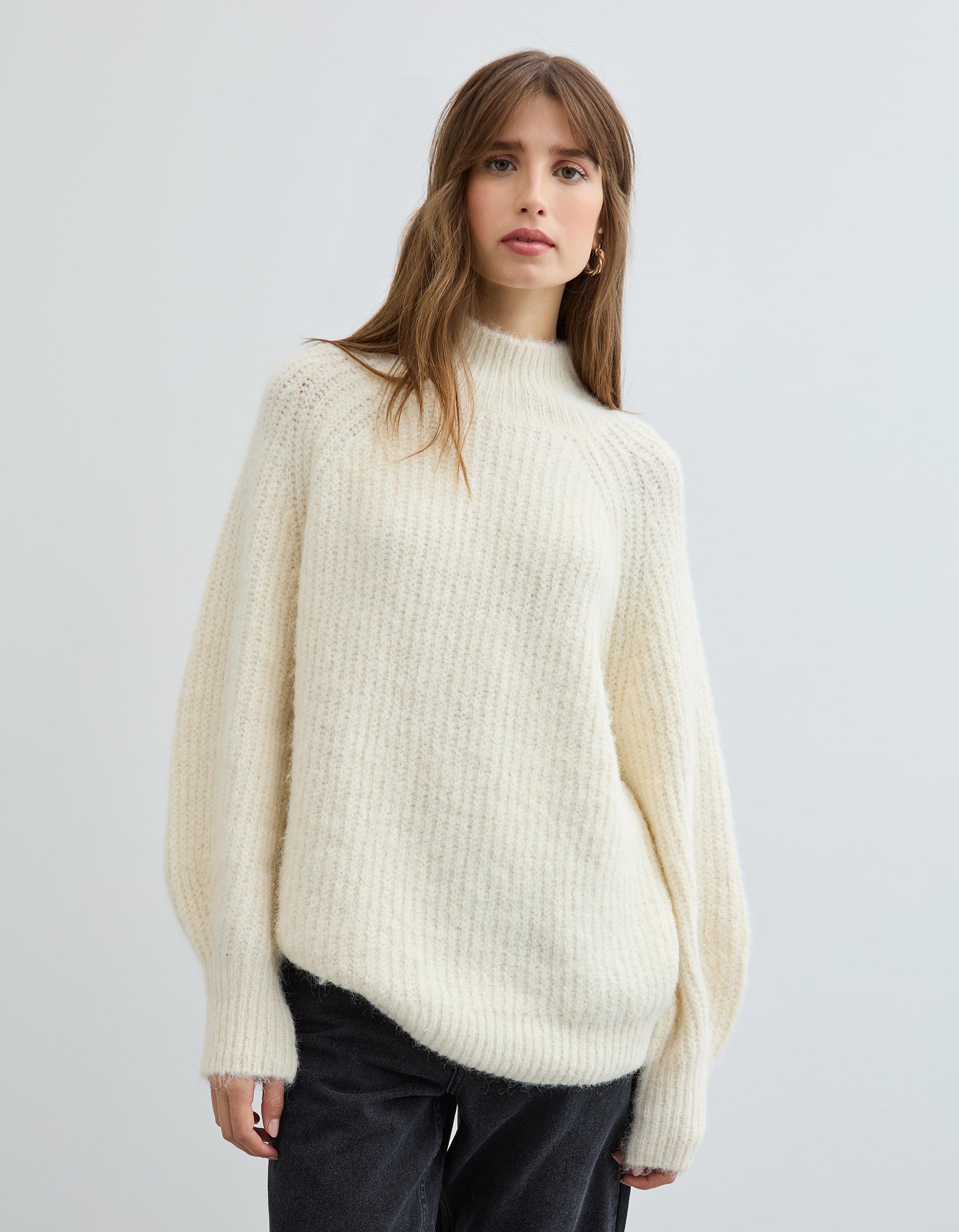 Camisola com Lã, Mulher, Cru