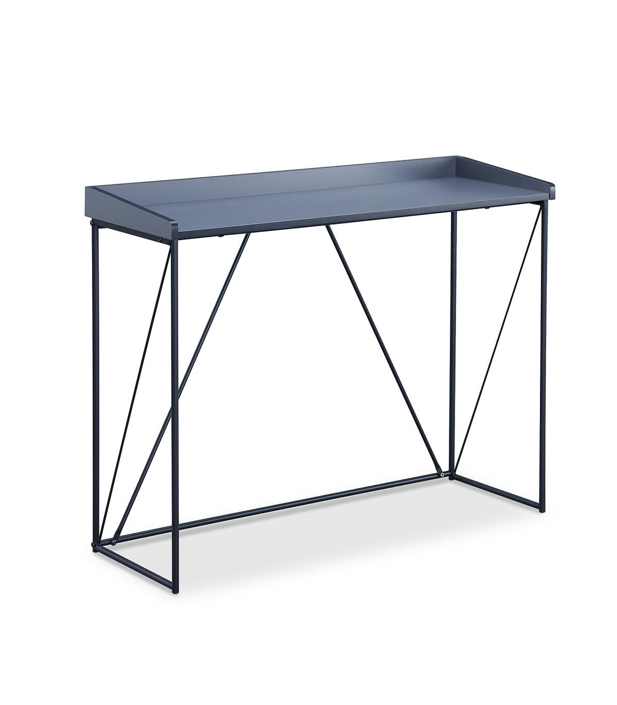 WALTER - Console Structure Noir avec Plateau Gris - L100 cm