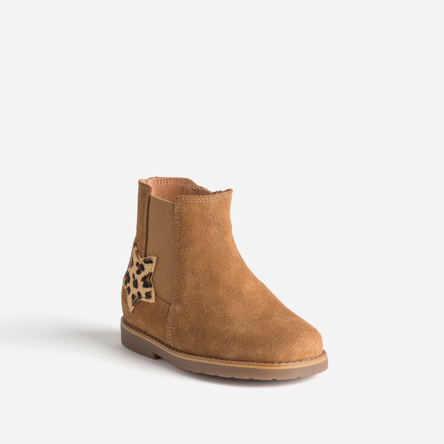 Chelsea boots BUGGY camel cuir velours irisé étoile
