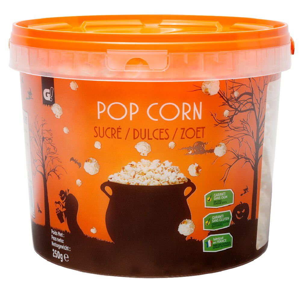Pop corn sucré dans seau à motif Halloween 250g