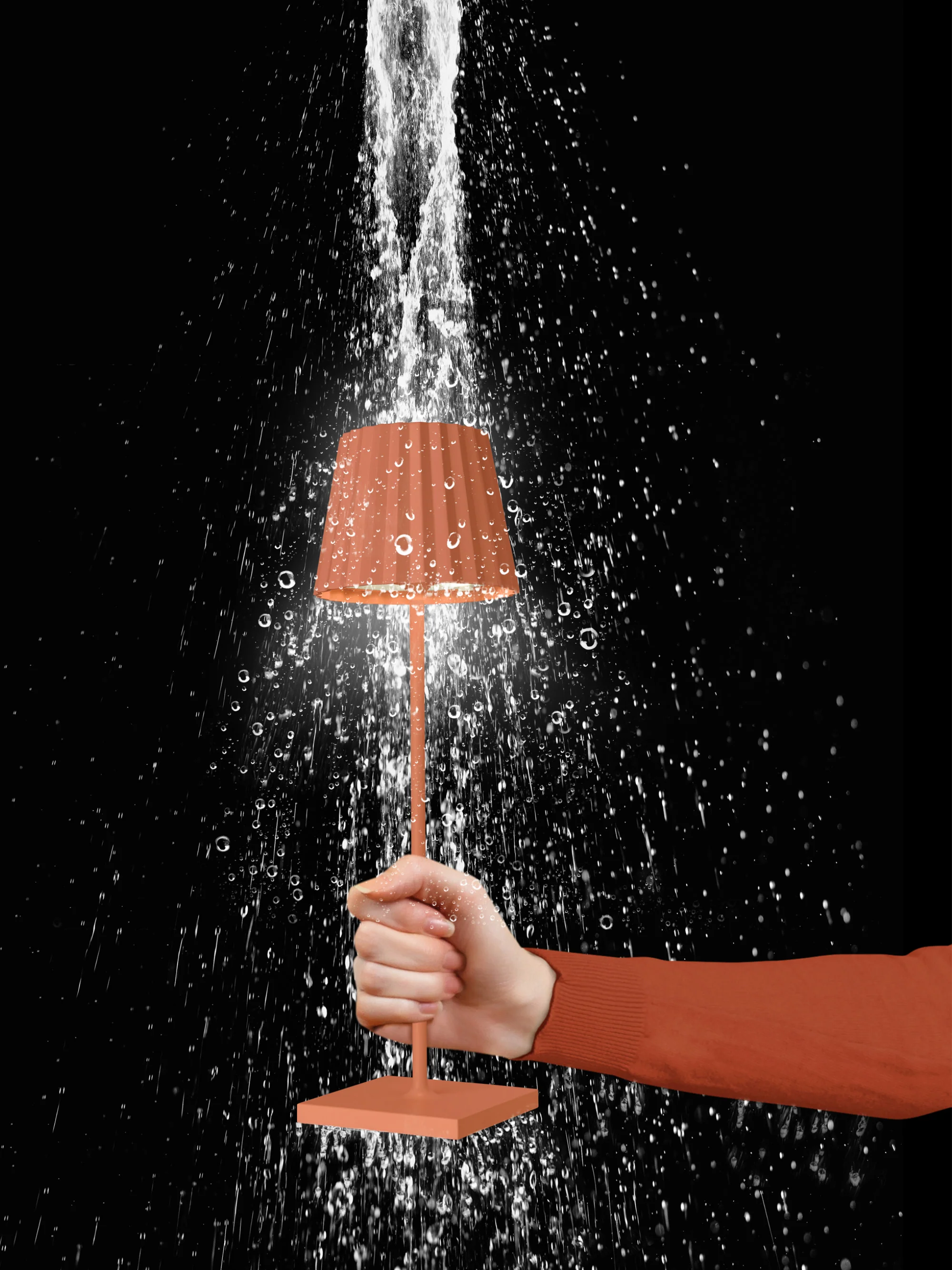 Mobile LED-Außentischlampe Troll RC, dimmbar