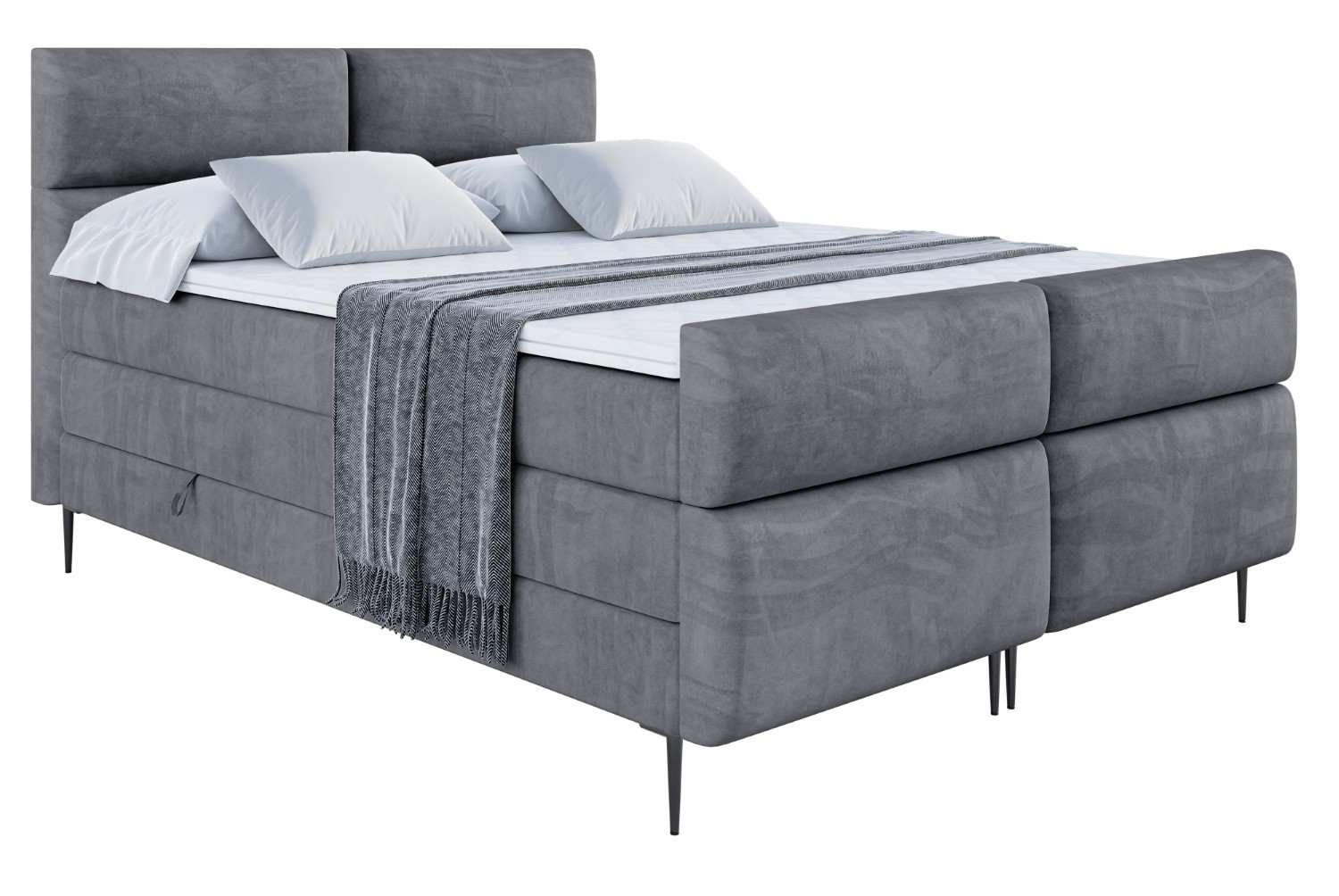 Łóżko kontynentalne - pojemnik, materac, nóżki BOXI3-FC-Z KING 120x200 cm