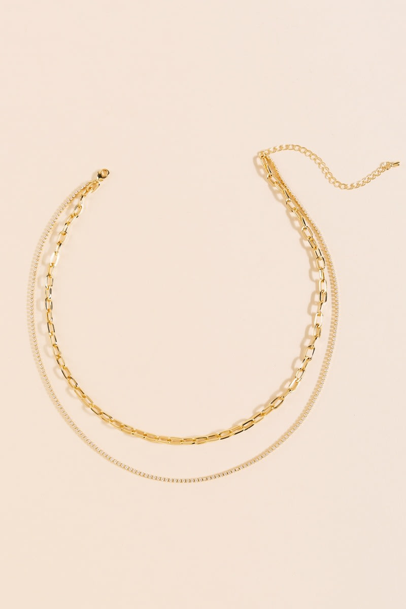 Emma Paperclip Layered 14K Gold Dipped Necklace