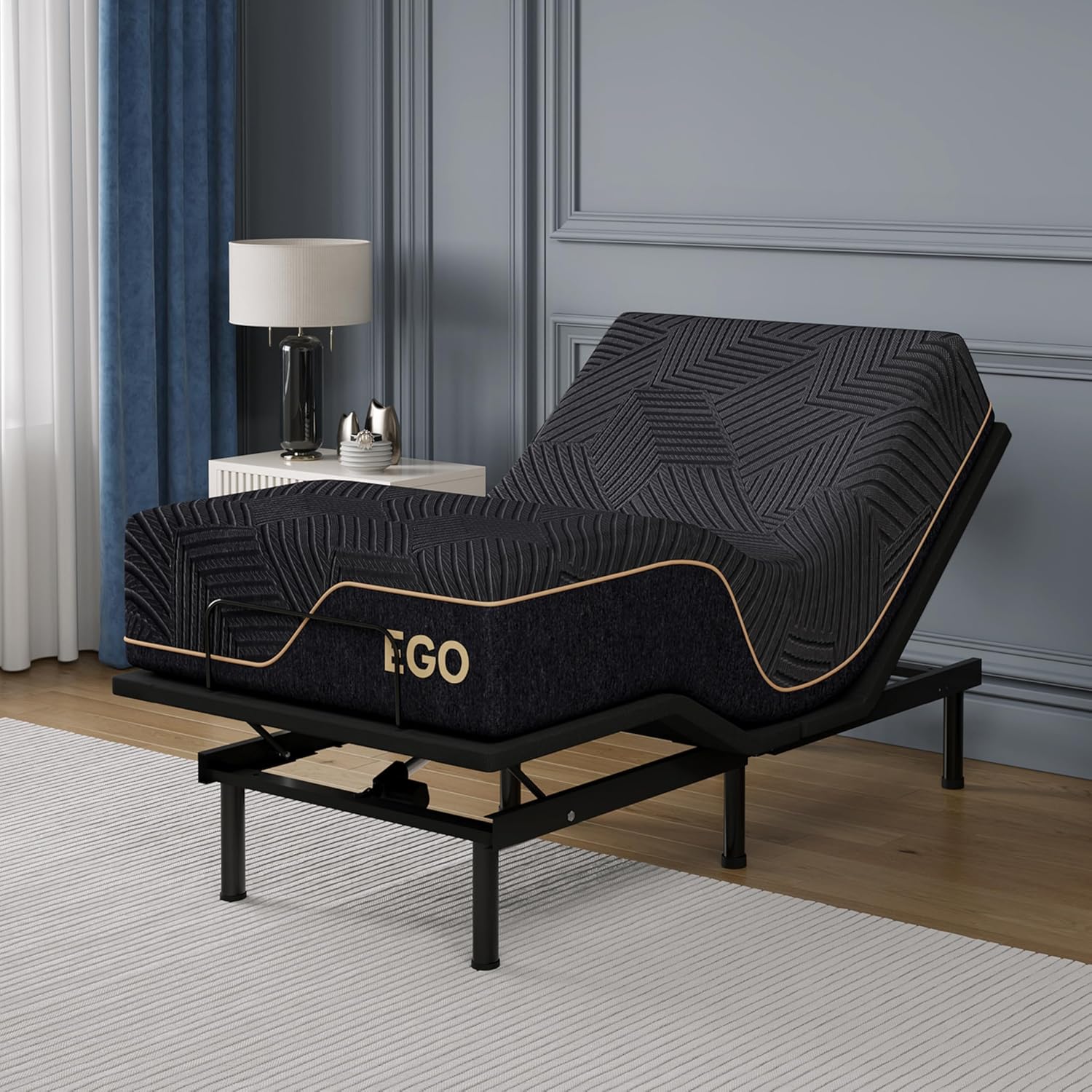 EGOHOME Twin XL Adjustable Bed Frame and 14 Inch Cooling Memory Foam Mattress, Wireless Remote Head and Foot Incline,12 inch Legs, Zero Gravity 38 x 80