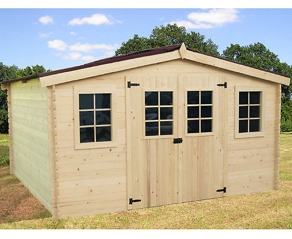Abri de jardin 12.65m² bois naturel Habrita BA4030.02N