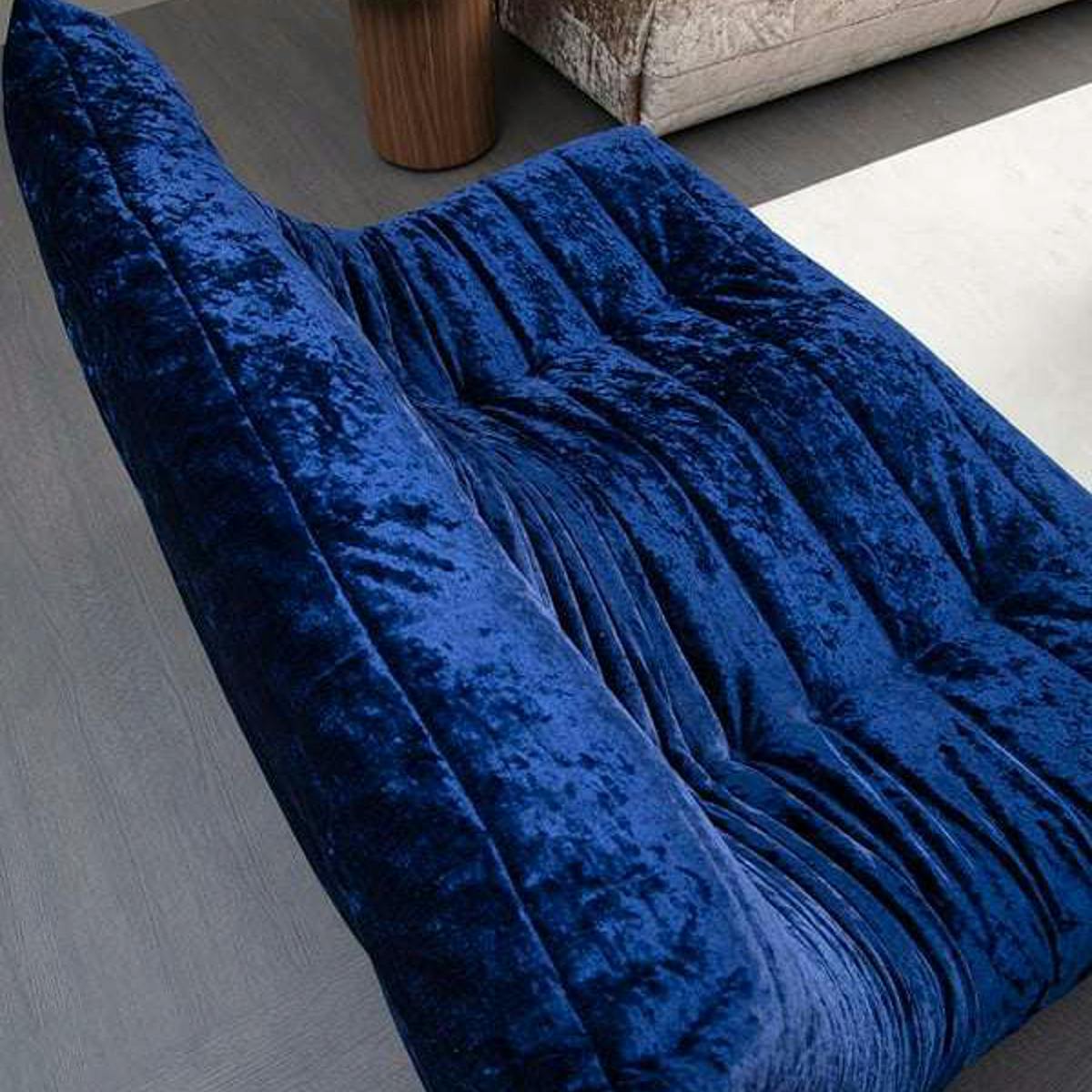 Canapé 2 places velours bleu nuit plissé 145 cm ARVEN