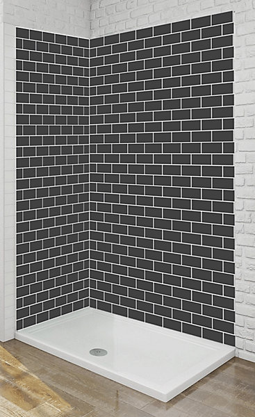 Panneau mural Alu Douche Salle de Bain Style METRO GRIS GRAPHITE MAT 120 cm x 210 cm