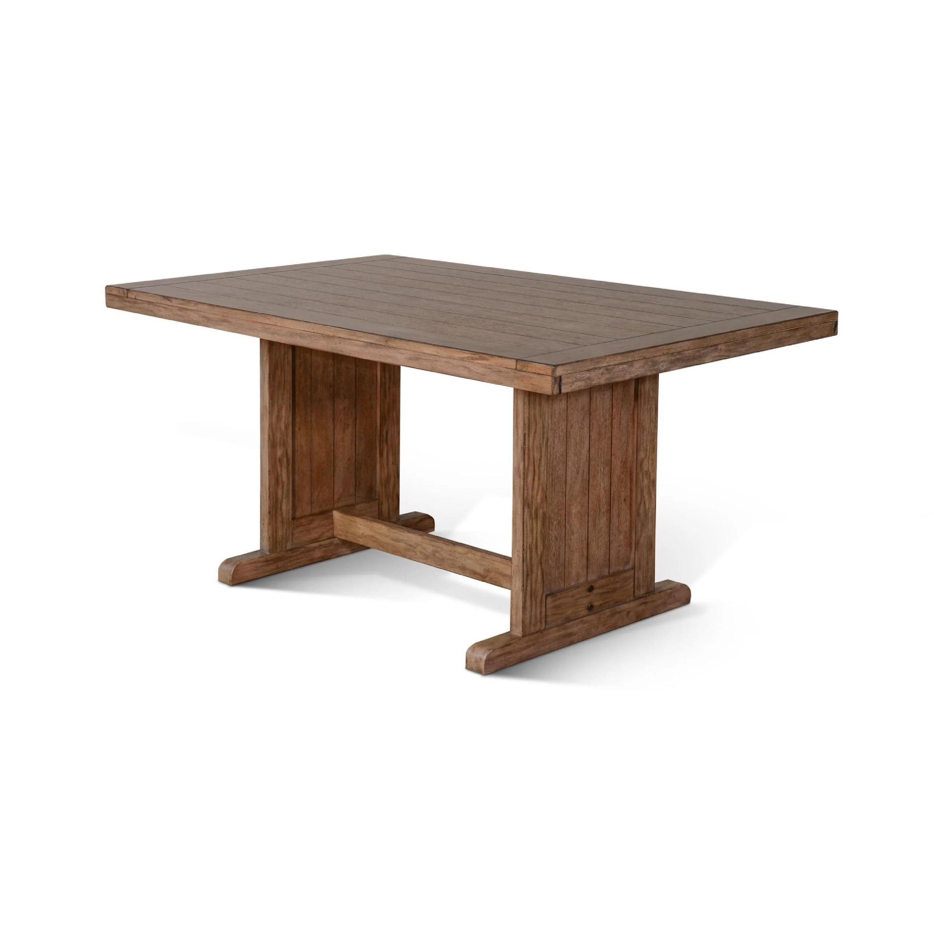 Yael Dining Table, 60 Inch Rectangular Plank Top, Light Brown Mahogany