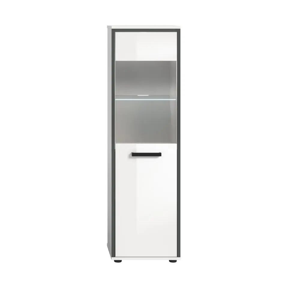 Hioshop Kojak badkamerkast incl verlichting 1 glazen deur wit- hoogglans wit