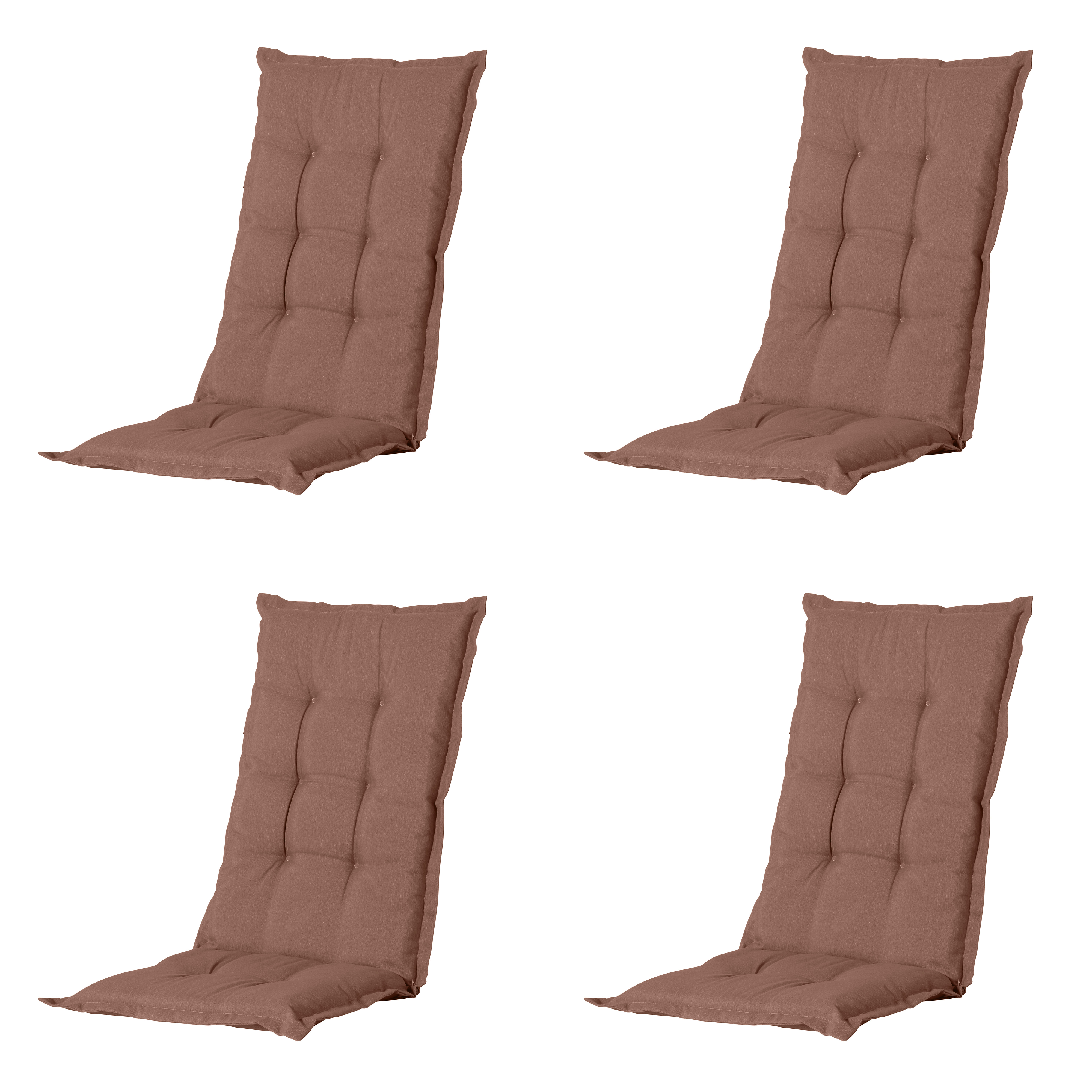 Madison tuinstoelkussen hoge rug Panama - bruin - 123x50x5cm - set van 4