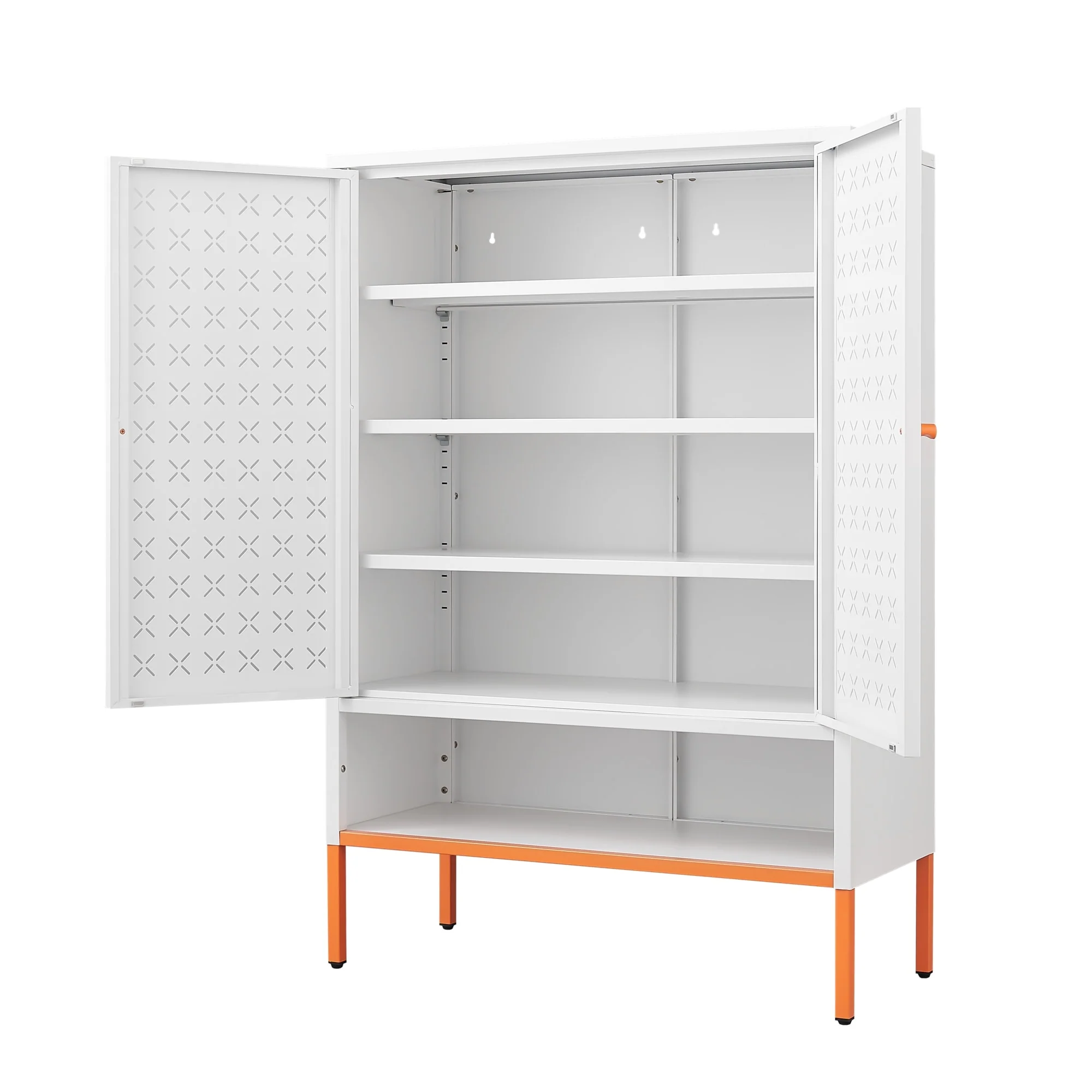 Double Door Metal Shoe Cabinet with 2 Removable Adjustable Shelves