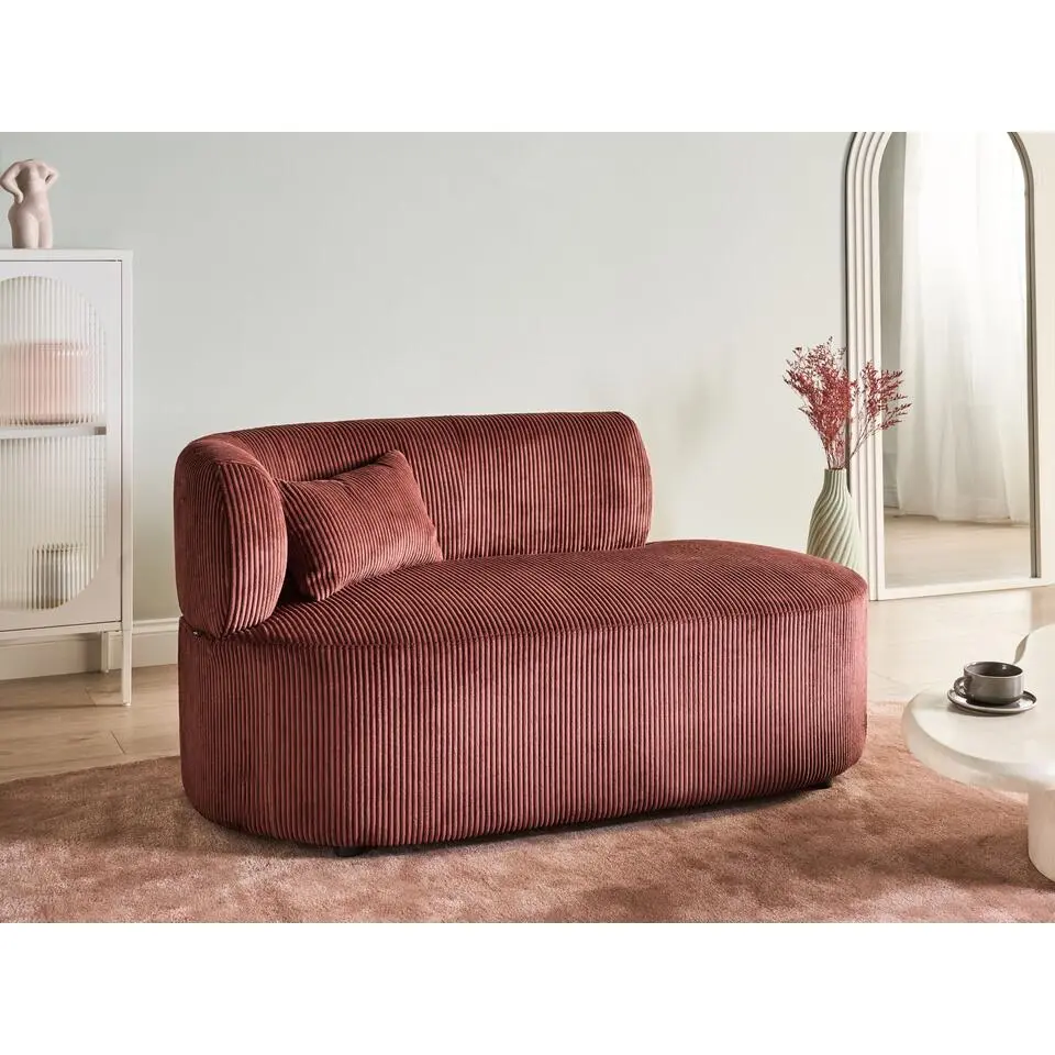 VANVEY - Chaise longue - Rood - Linkszijdig - Corduroy
