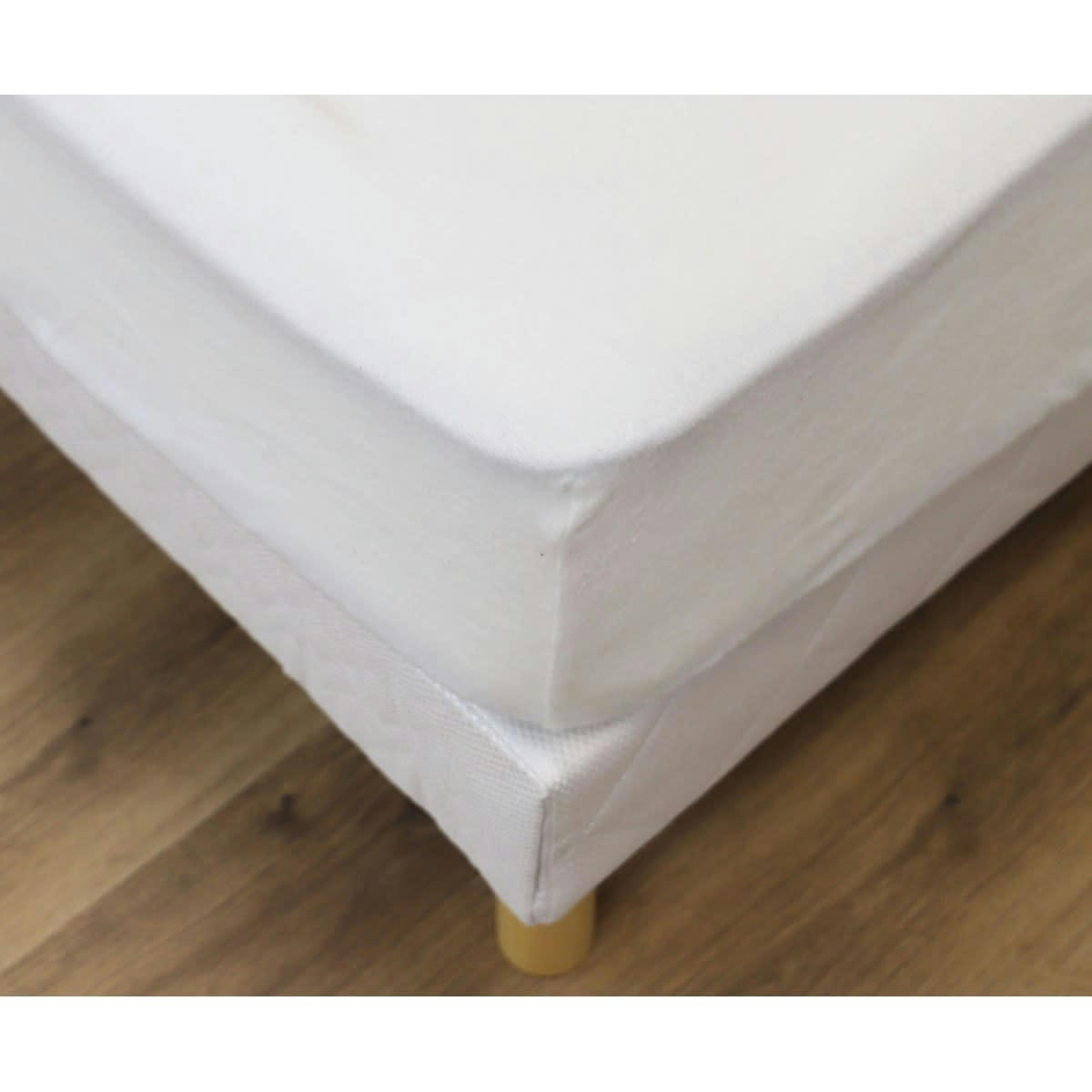 PROTÈGE MATELAS MOLLETON - Alèse protège matelas molleton en coton blanc 80x200 cm
