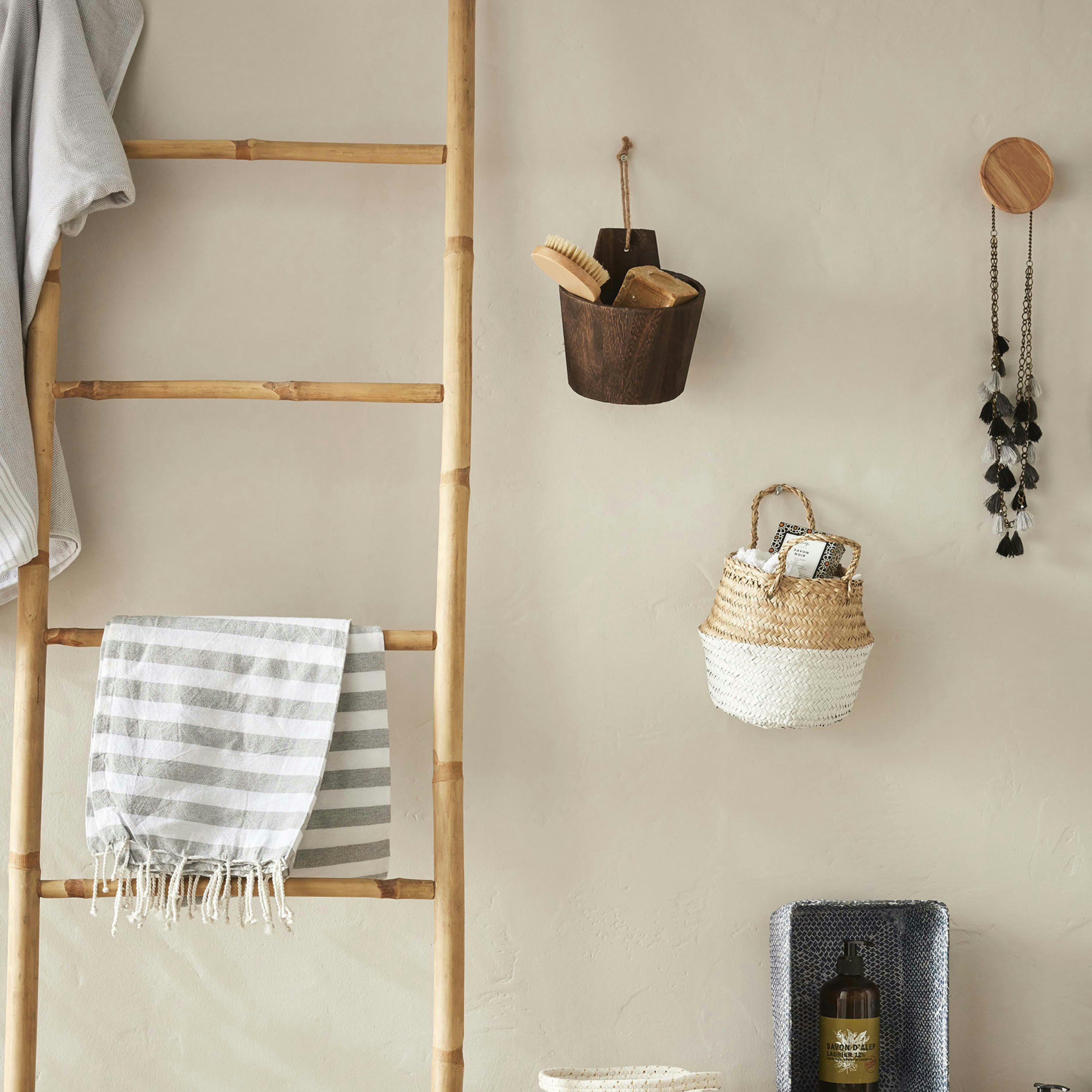 - Lot de 4 paniers cloches en jonc de mer blanc 30x30x30cm