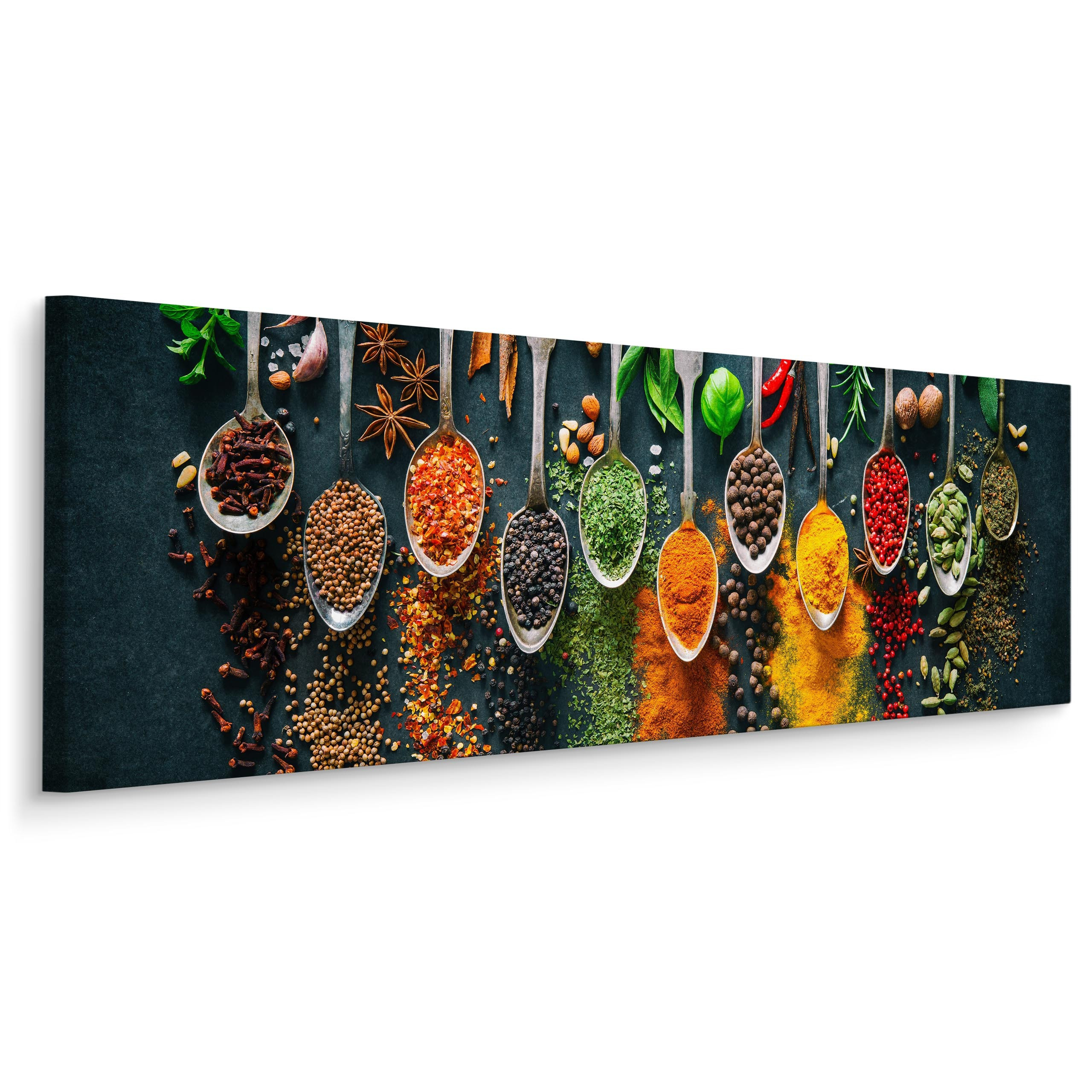 Obraz Panoramiczny Łyżki Z Ziołami i Przyprawami 145x45cm