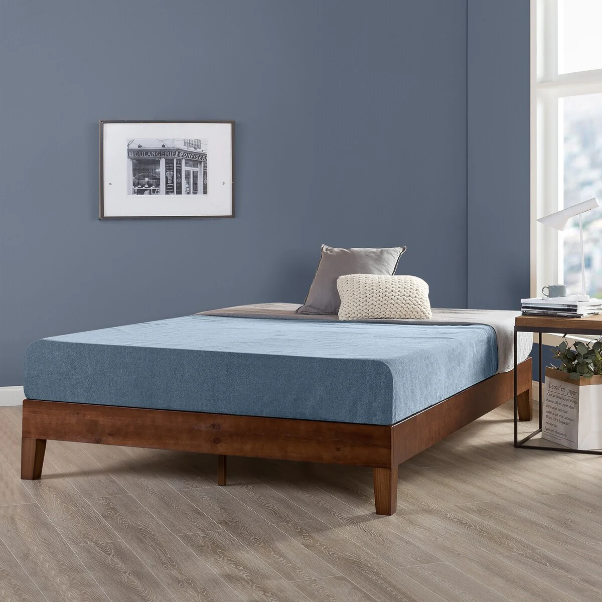 Grand Solid Wood 12-inch Platform Bed Frame by Crown Comfort