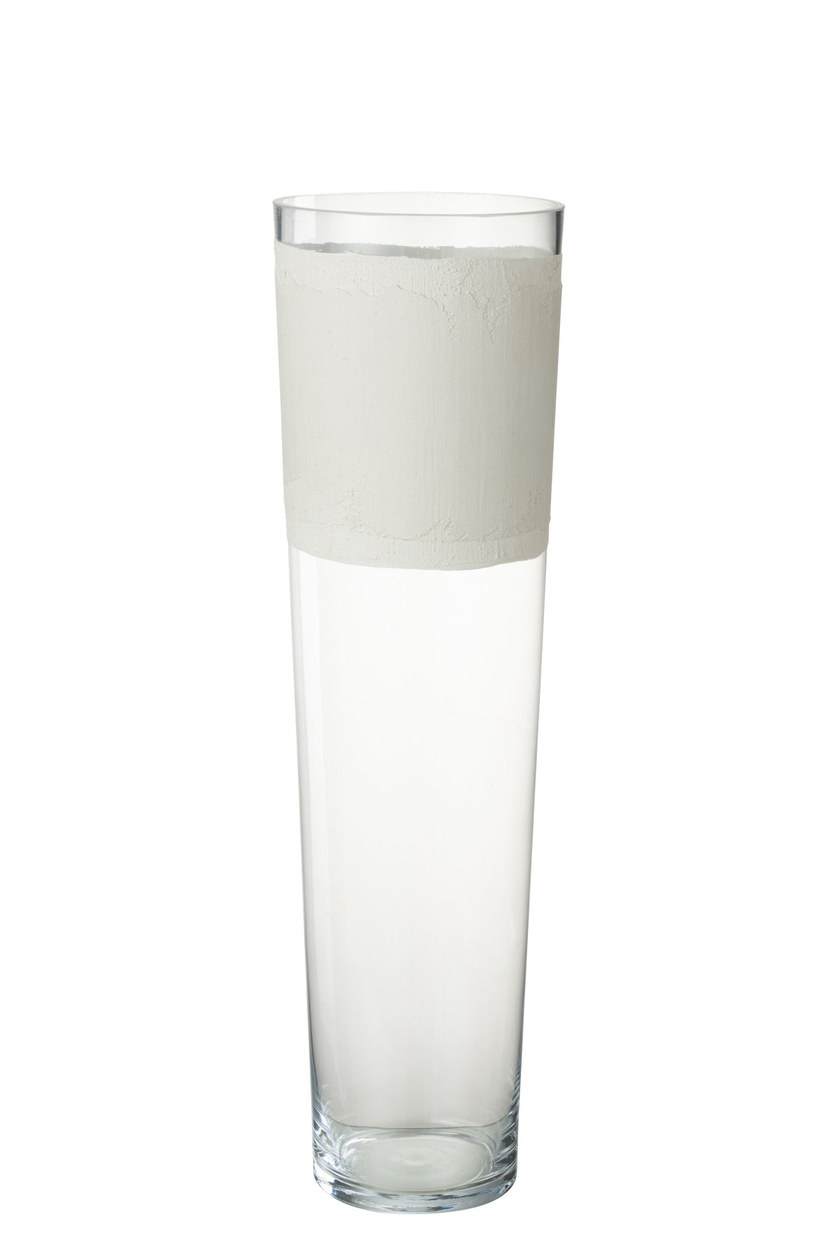 J-Line vaas Delph - glas - transparant/wit - large - 60 cm hoog