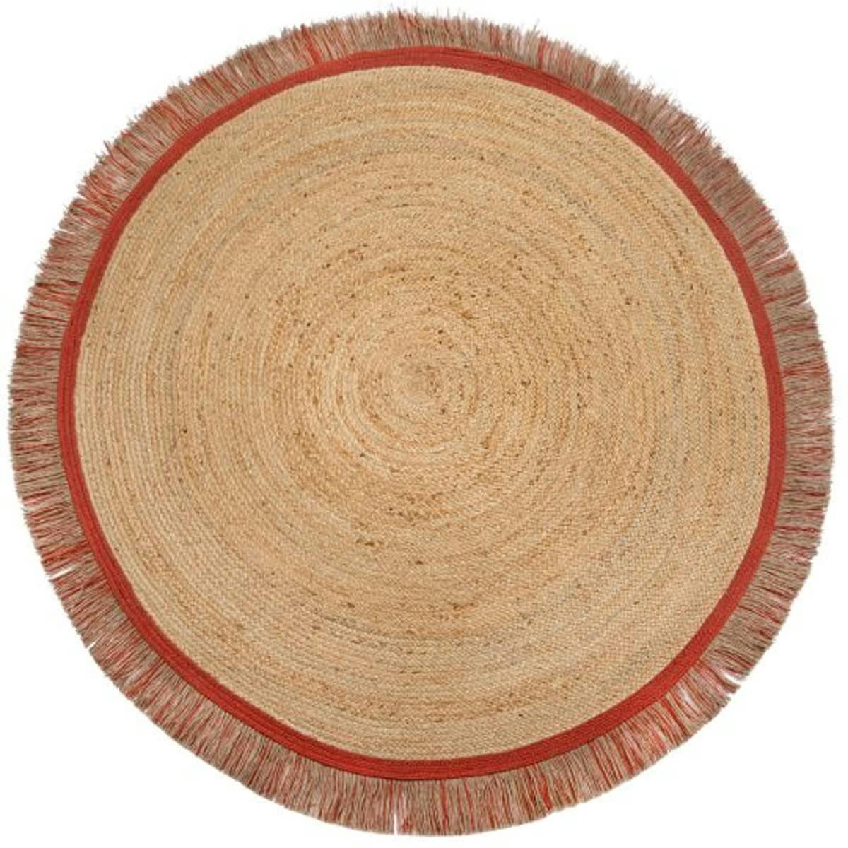 KANA - Tapis rond en jute rouge 160x160 cm