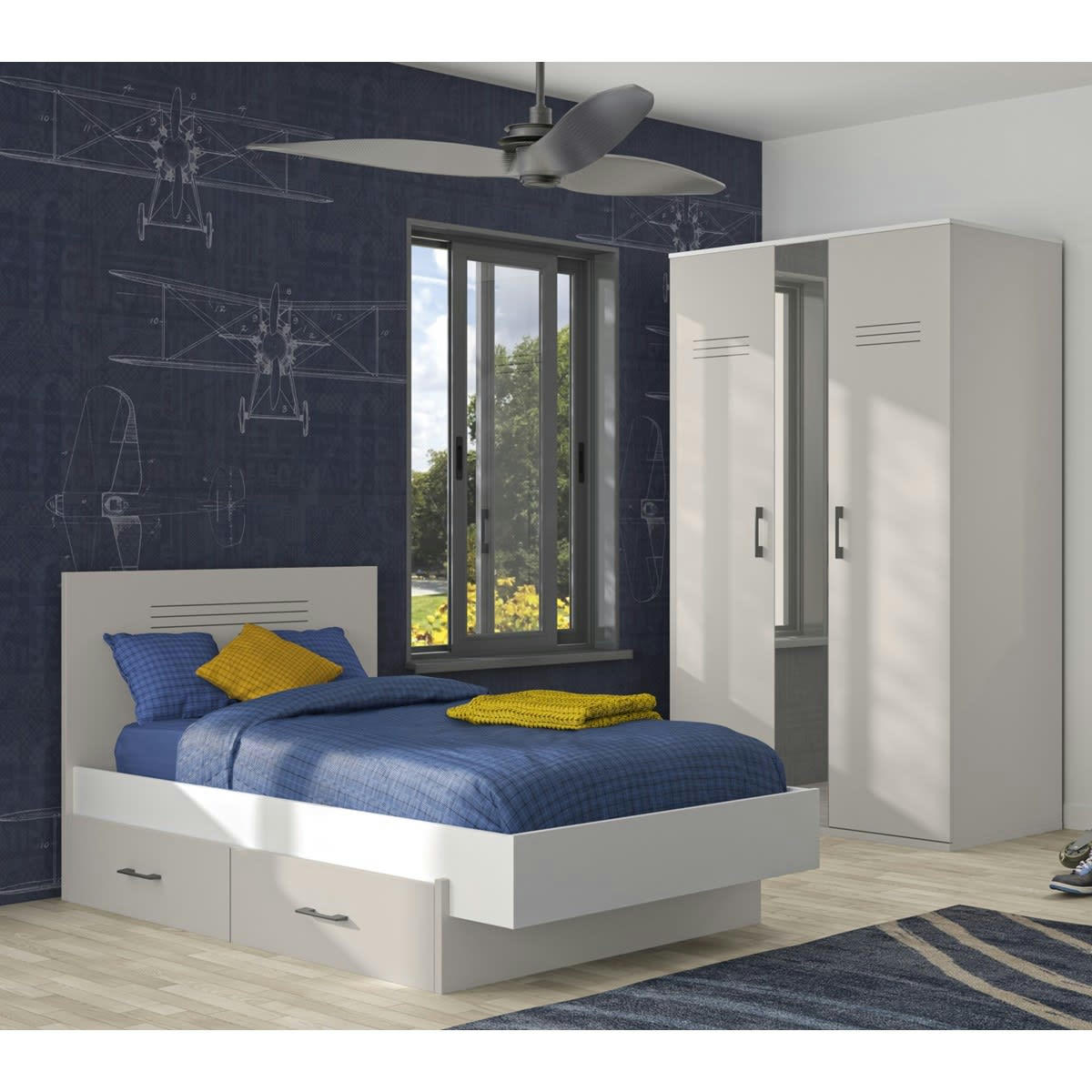 UGO - Tiroir effet bois blanc L166cm