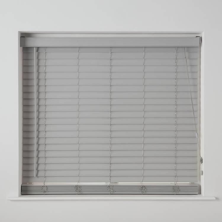 Habitat Faux Wood Grey 50mm Slat Venetian Blind - 90cm