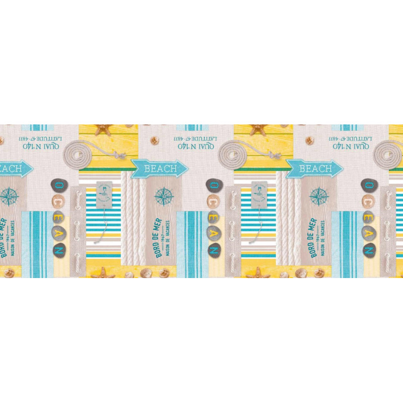 Toile cirée sur support non tissé Beach jaune 140 cm au mètre HOBBYTEX