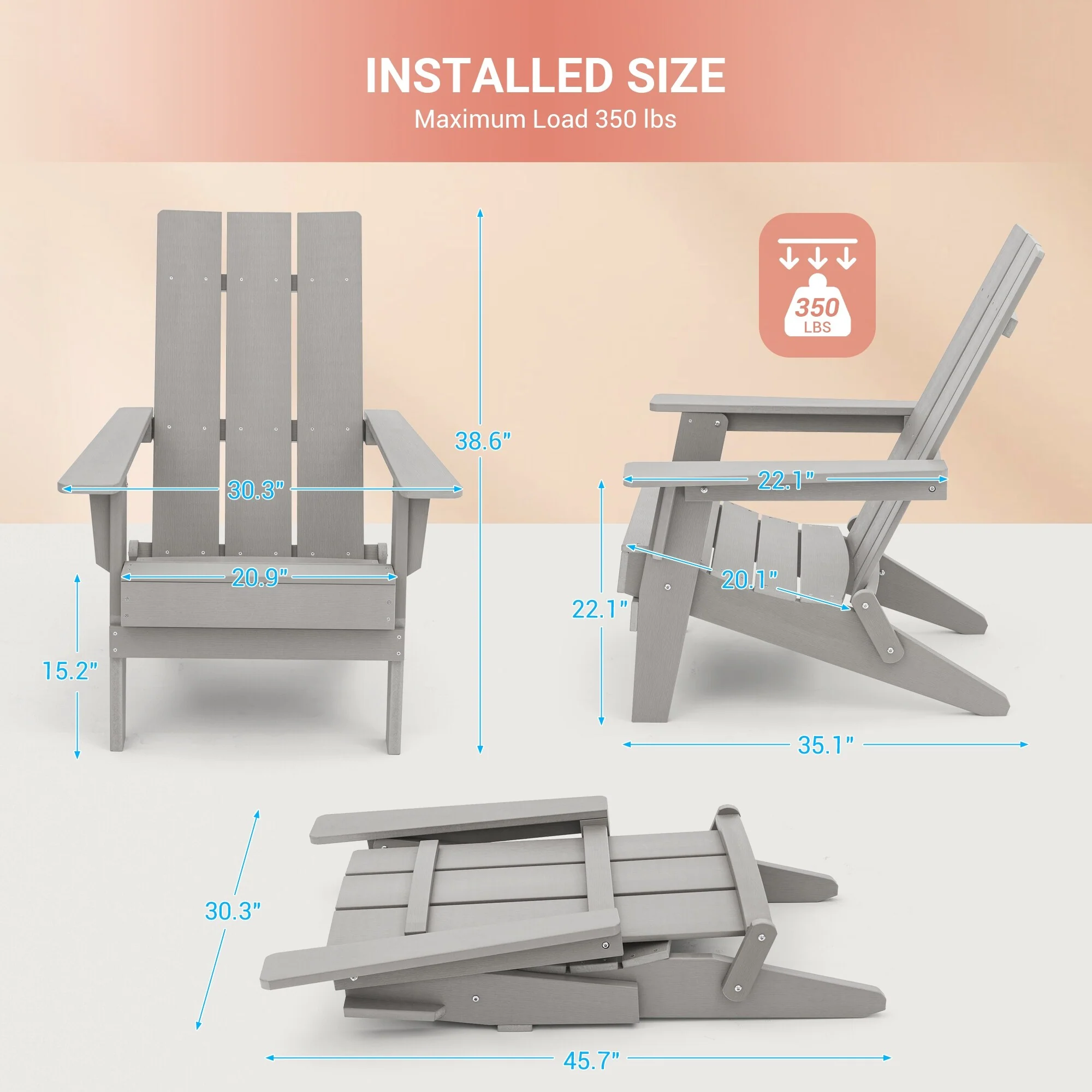 AOOLIMICS Patio Adirondack Chair,Folding Chair Fire Pit-Set of 2