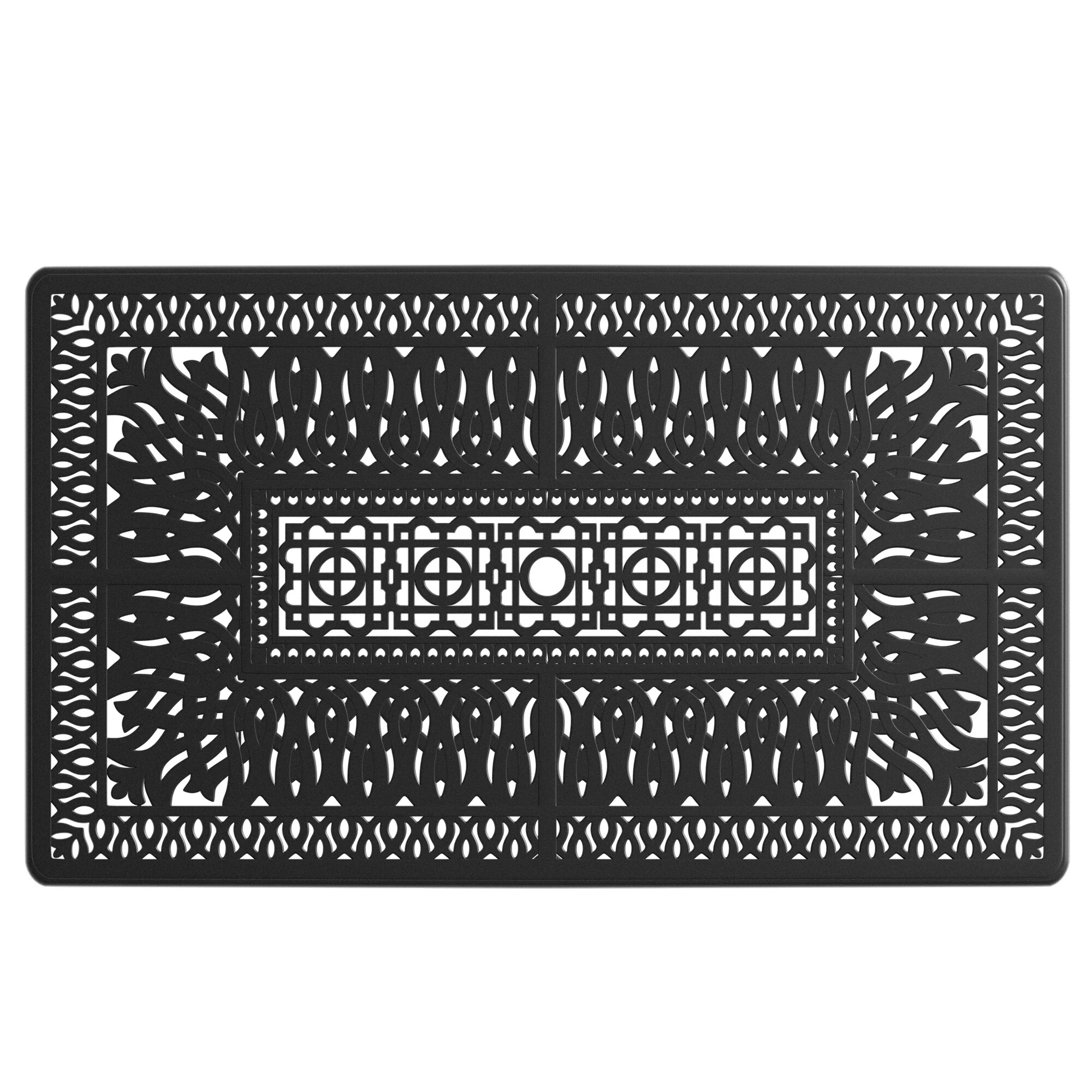 Cast Aluminum Patio Dining Table With Frame and Umbrella Hole