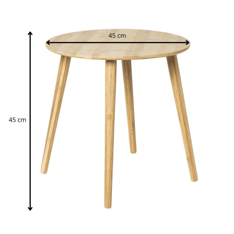 Bijzettafel bamboe Manou - naturel - &Oslash;45x45 cm