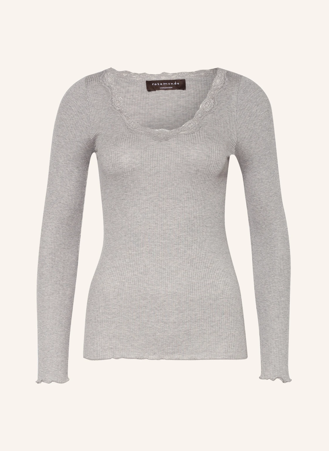 rosemunde Longsleeve BABETTE aus Seide mit Spitzenbesatz