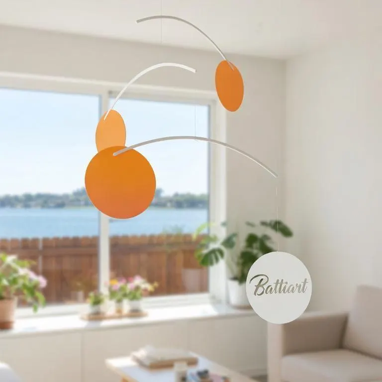 Solar Trio Hanging Mobile – Modern Kinetic Art, Minimalist Ceiling Decor