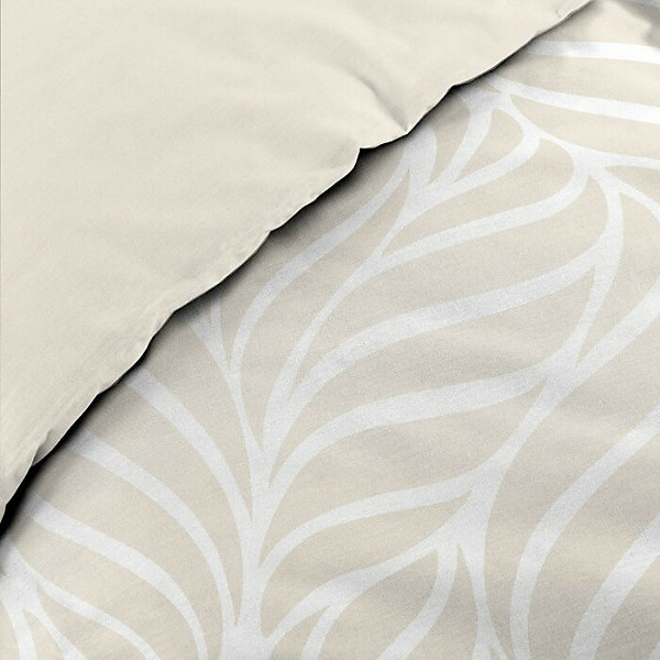 Housse de couette 240 x 220 cm imprimée 57 fils MORGANE Naturel 2 taies incluses