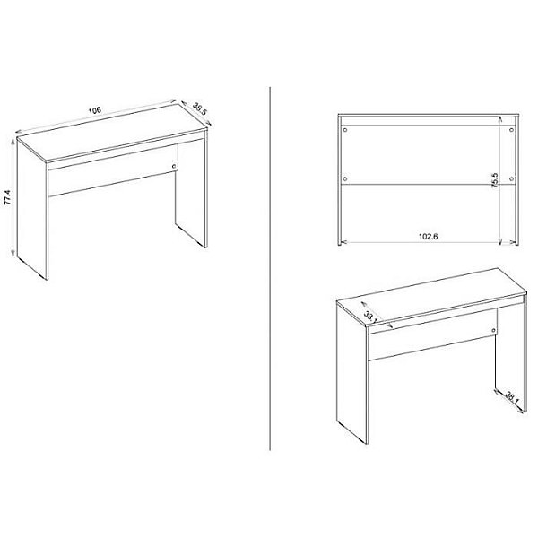 Bureau Chêne et Blanc 106 cm - Caemmum - Bureaux - BUREAU