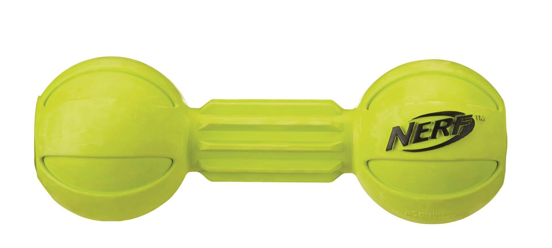 NerfDog Durable Rubber Retriever Barbell Chew Dog Toy, Large, Green