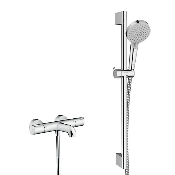 Hansgrohe Ecostat Set Mitigeur thermostatique Bain/douche   Barre de douche Unica   Douchette 2 jets, Chrome