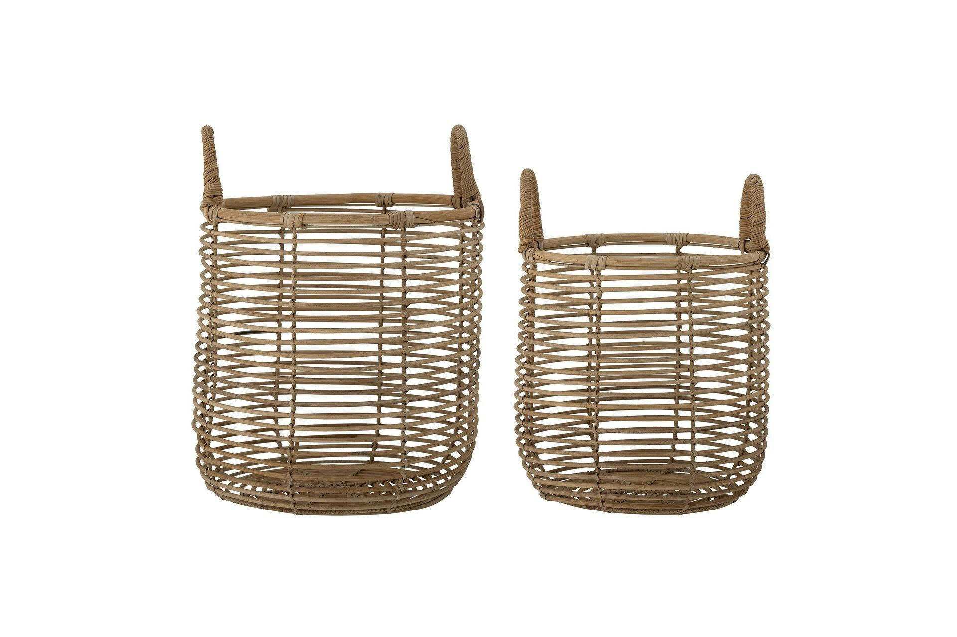 LYNG - Lot de 2 paniers en rotin beige