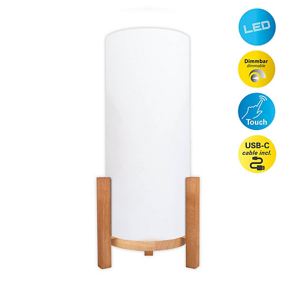 Lampe table accu MADITA H 48cm blanc naturel LED intégrée intensité variable capteur tactile