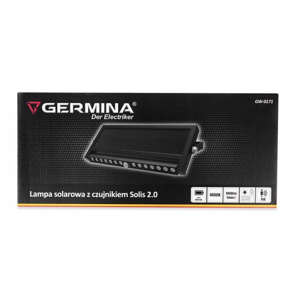 Naświetlacz solarny Germina lampa IP65 regulowana z czujnikiem ruchu 1szt.