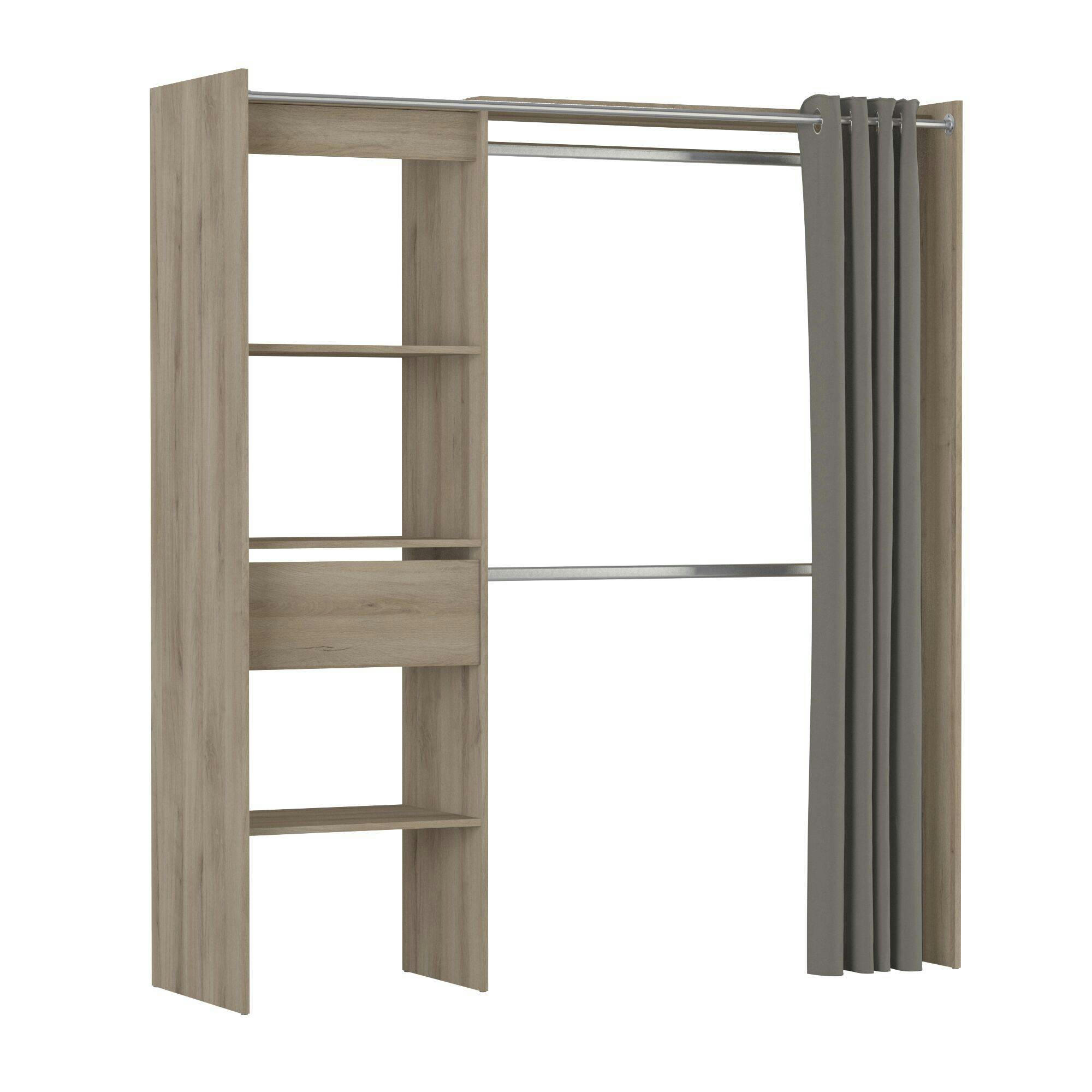 DOMPIERRE - Armoire extensible effet bois clair