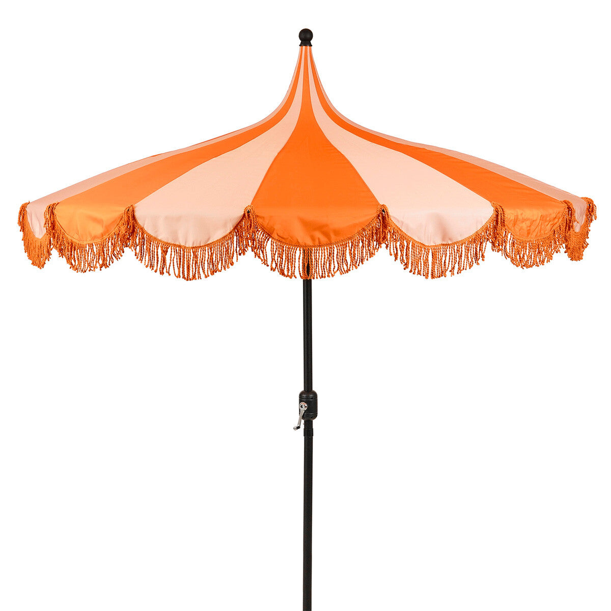 Mica Decorations Kim Gestreepte Parasol met Draagtas - Stokparasol 238 x Ø235 cm - Tuin of Balkonparasol - Polyester, Staal - Oranje