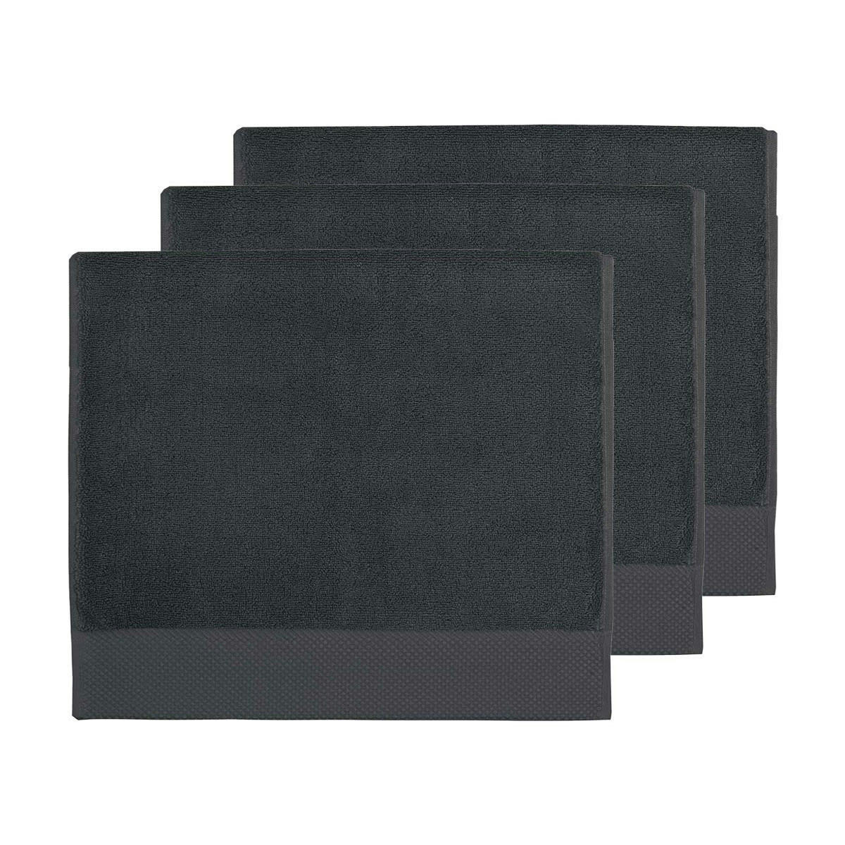 SENSOFT - 3 grandes serviettes d'invité zéro twist 560g anthracite 40x60 cm