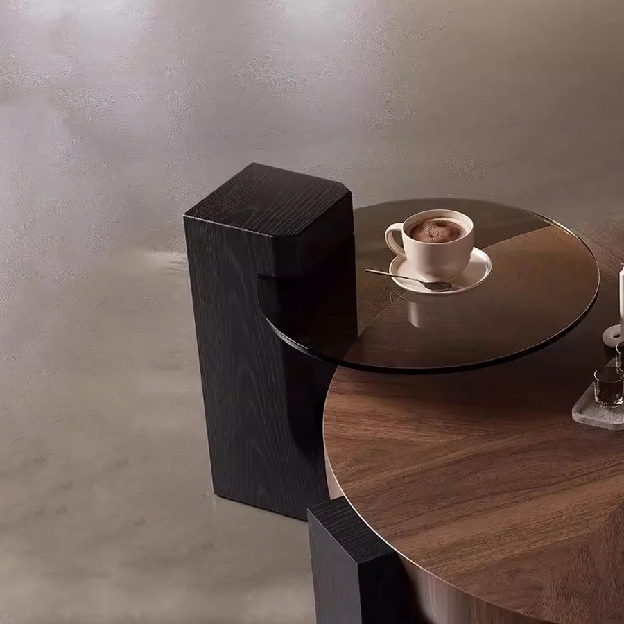 Modern Round Wood Coffee Table with Accent End Table, Free Shipping