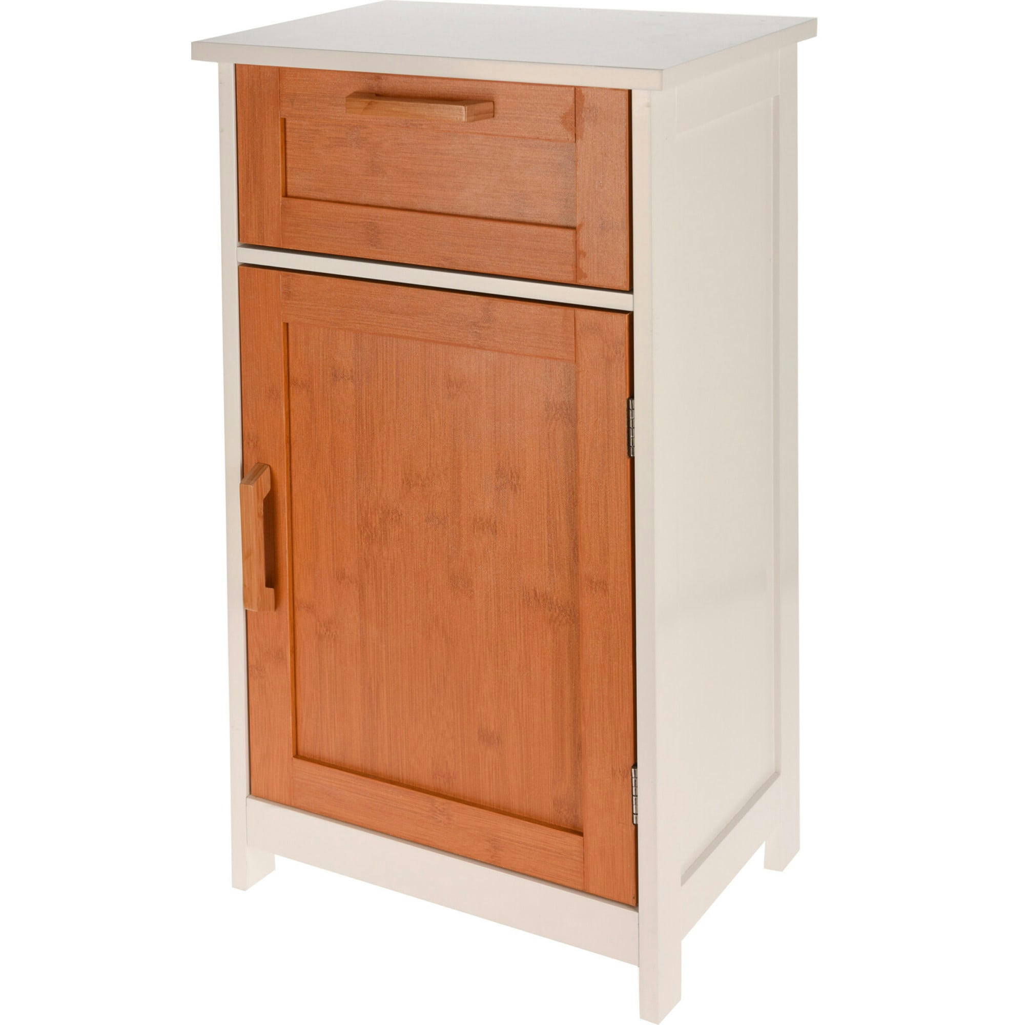 - Table de chevet bois et blanc 1 tiroir et 1 placard 40x30x70cm