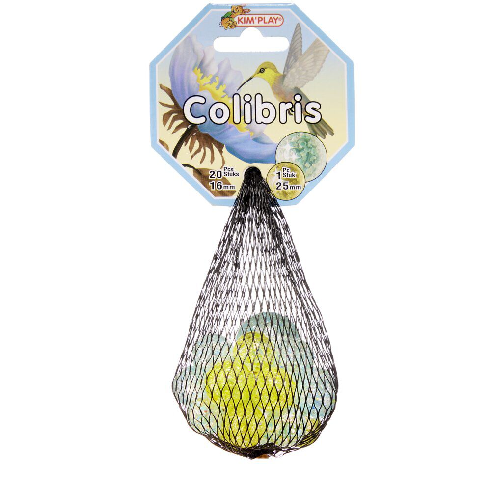 Bille en verre x20   1 boulard bleu Colibris