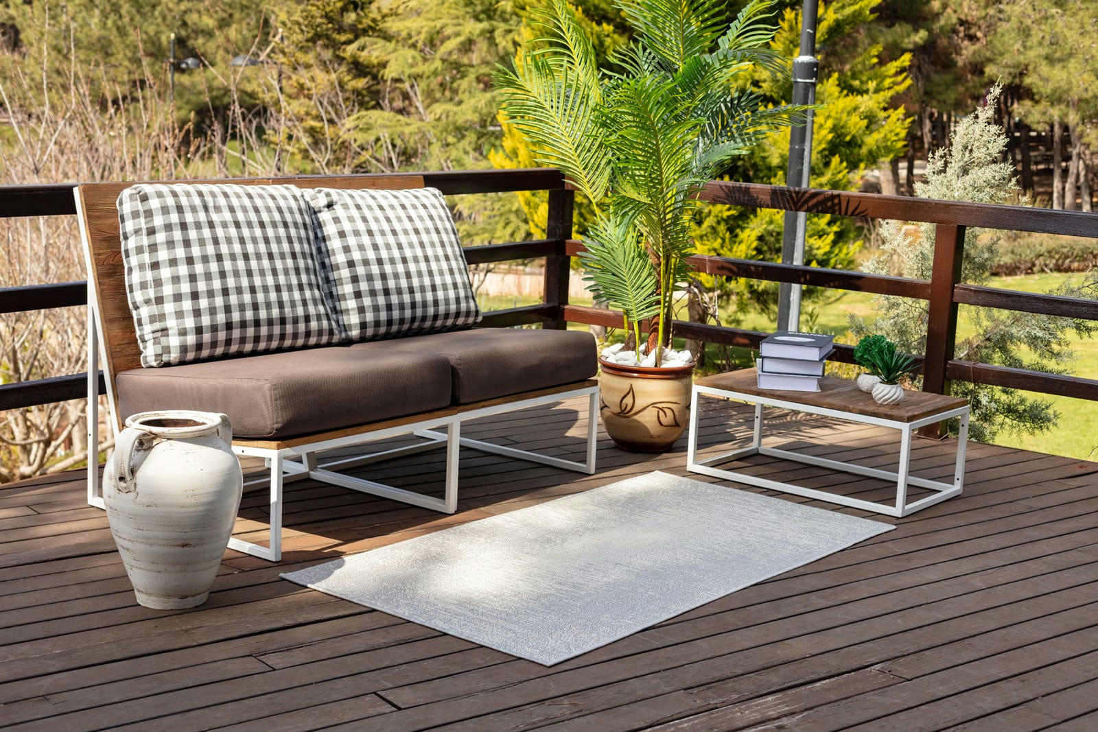 SHELBY - Tapis d'Extérieur/Intérieur Ivoire/Gris 80x150
