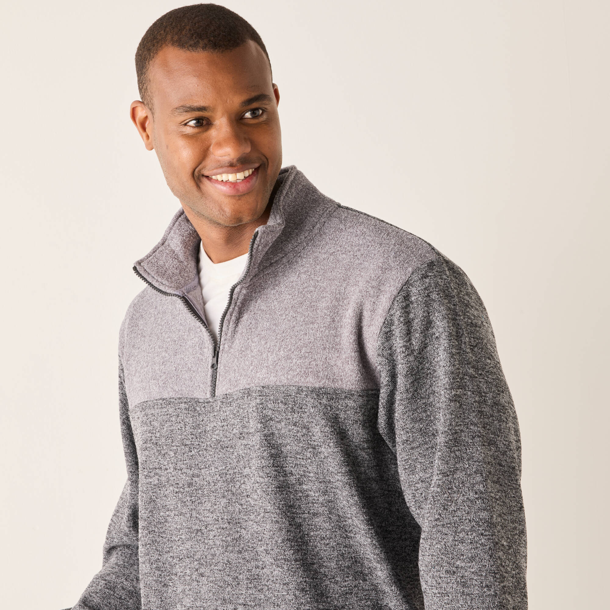 Sweat col camionneur zippé maille doublée molleton