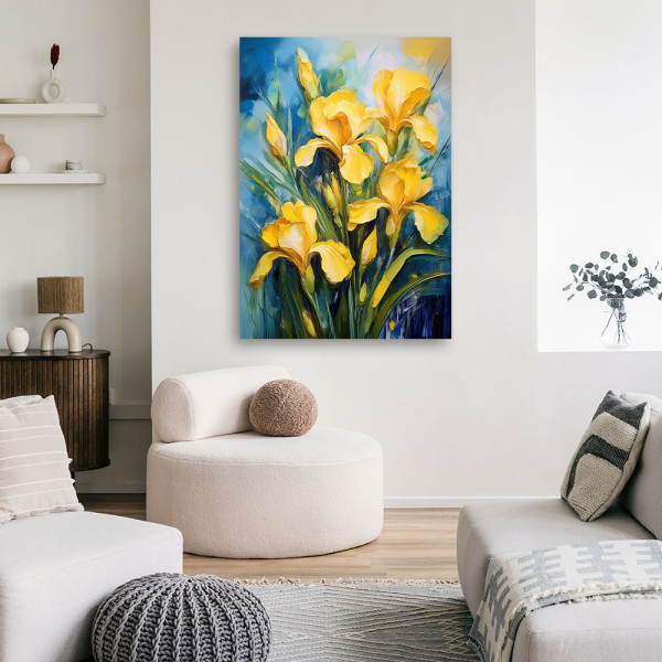 Feeby Obraz na płótnie, Irys Zółty Kwiat Nautra 40x60