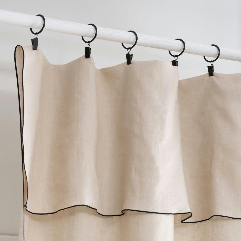- Rideau ajustable en lin lavé beige à l'unité 130x300
